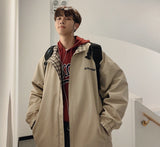Men Jackets Loose Turn-down Collar Plaid Leisure Reversible Mens Coats All-match Fashion Retro BF Vintage Korean Style Teens New