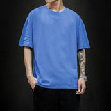 Foesce New Summer Men's T Shirt Fashion Solid T Shirt Mens Oversized Hip Hop Short Sleeve Casual Cotton Mens Streetwear Top Tees