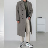 Woolen Coat Men's Korean Fashion Over The Knee Mid Length Winter Thickening Loose Double Breasted Warm Long Coat New