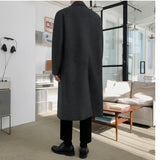 Woolen Coat Men's Korean Fashion Over The Knee Mid Length Winter Thickening Loose Double Breasted Warm Long Coat New