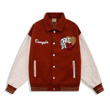 Foesce -NEW American style love Embroidered Baseball Jacket men's Street trend contrast color stitching loose stand collar jacket