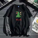 Foesce Cool Striped Patchwork T-Shirt Men Autumn Oversize Tops Boys Solid Long Sleeve T Shirt Fashion Japanese Gothic Japan T Shirt