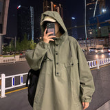 Men Hooded Cargo Jackets Vintage Multi-pockets Harajuku Military Oversize Couples Outwear Hip-pop Streetwear Autumn Clothes Male