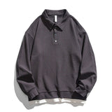 Mens Polo Collar Sweatshirt Men  Cotton Sweatshirts Oversized Korean Streetwear Casual Black Golf Jersey Men