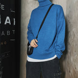 Men Oversized Turtleneck Sweaters Winter Korean Fashions Pullover Harajuku Black Knitwear