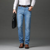 Men's Straight Elastic Cotton Jeans Men Fashion Business Classic Style Jean Denim Pants Trousers Big Size 35 40 42 44 46