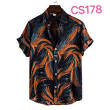 Fashion Dot Mens Hawaiian Beach Shirts  Summer New Short Sleeve Floral Print Tropical Aloha Shirts Holiday Vacation Clothing