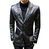 Foesce New Slim Causal PU Leather Jacket Coat Men Spring Motorcycle Korean Fashion Mens Streetwear Blazers Youth Bomber Jackets