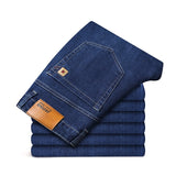 Men's Straight Elastic Cotton Jeans Men Fashion Business Classic Style Jean Denim Pants Trousers Big Size 35 40 42 44 46