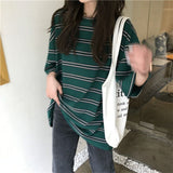Summer New Short-sleeved T-shirt Men Women Top Oversized Hedging Harajuku Unique Striped Mid-length Tees Hip Hop Cool Wear