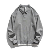 Mens Polo Collar Sweatshirt Men  Cotton Sweatshirts Oversized Korean Streetwear Casual Black Golf Jersey Men