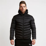 Fashion Winter New Warm Cotton Jacket Muscle Hooded Zipper Jacket Men's Casual Loose Cotton Jacket Coat