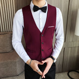 Men's suit vest blue classic solid man dress vest korean slim fit business casual waist coat for men work men vests