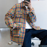 Foesce Men's Fashion Casual Plaid Printing Hawaiian Shirt Streetwear Clothes Fashion Shirts Big Size M-5XL