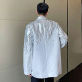 Heavy Craft Embroidery Sequin Trend Casual Men's Blazer New Autumn Fashion fit Jacket Streetwear Suit Coat