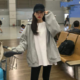 College style corduroy embroidered letter jacket women's loose oversized Korean baseball uniform couple tops fast delivery