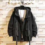 Men Hooded Jackets Spring Causal Windbreaker Men Jackets Coats Zipper Ribbons Sportswear Jackets Bomber Male