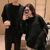 Lovers Wear Autumn Winter New Love Embroidery Printing Lazy Wind Pullover Sweater Knitted Jackets Female Trendy Korean Tops