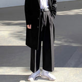 Men's Autumn Woolen Suit Pants Korean Streetwear Fashion High Waist Loose Straight Wide Leg Trousers Male