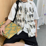 Vests Women Japan Style Sleeveless Streetwear College Unisex Summer Outwear Harajuku Pockets Design Tie-dyed Stylish Teenagers