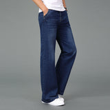 Foesce Retro Men's Flare Jeans Pants Bell Bottom Blue Black Loose Large Size Classic Fashion Casual Comfortable Boot Cut Denim Trousers