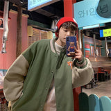 Woolen Men's Jacket Autumn Winter All-match New Thickening Trend Handsome Student Loose Baseball Uniform Women Varsity Coat