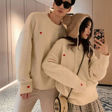 Lovers Wear Autumn Winter New Love Embroidery Printing Lazy Wind Pullover Sweater Knitted Jackets Female Trendy Korean Tops
