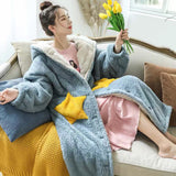 Winter Flannel Robes Women Sweet Thick Warm Plus Velvet hooded Bathrobes Female Sweet Cute Fluffy Soft Nightwear Windproof Daily