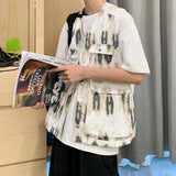 Vests Women Japan Style Sleeveless Streetwear College Unisex Summer Outwear Harajuku Pockets Design Tie-dyed Stylish Teenagers