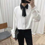 Foesce Send Tie Men's Korean Style Long Sleeve Loose Design Shirts Lapel Collar Clothes Top Shirts Fashion Camisa Masculina
