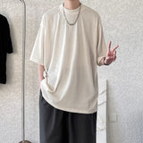 Summer Pleated T-shirt Men Fashion Oversized Casual Short-sleeved T Shirt Men Streetwear Korean Loose Hip-hop Tshirt Mens Tops