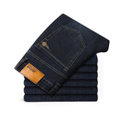 Men's Straight Elastic Cotton Jeans Men Fashion Business Classic Style Jean Denim Pants Trousers Big Size 35 40 42 44 46