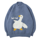 Harajuku Knitted Sweater Men Women Cartoon Goose Pattern Sweater Pullover Hip Hop Streetwear Loose Spring Autumn Sweater