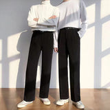 Men's Brown Color Straight Pants Slim Fit Korean Style Solid Color Suit Pants Comfortable Fabric High-quality Trousers