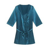 Fashion Men Robes Brand Sexy Ice Silk Men Bathrobe Sleepwear Short Sleeve Bath Robe Sleep Lounge
