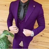Foesce Mens Wedding Suits Groom Wear Tuxedos Prom Dresses Best Man Suit Party Suit Business Suit Three Pieces Suit( Jacket+Pants+Vest)