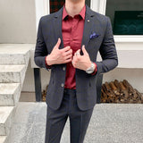 Men Dress Blazers Pants Vest 3 Piece Set / Male Wedding New Autumn Business Formal Plaid Suit Luxury Slim Fit Coat Trousers