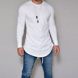 HOT  Autumn Casual Men T-Shirt Solid Color Long Sleeve Slim Fit T Shirt Man Casual T Shirts New Fashion Brand Men Clothes