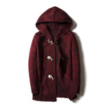 Winter Men's Sweaters Fashion Male Long Knitted Sweater Hooded Coats Casual Slim Fit Knitted Cardigan Jackets Clothing
