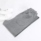 Cotton Linen Men Trousers Casual Work wear Pants Office Summer Thin Elastic waist Business Full-length Trousers