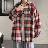 Spring And Autumn Plaid Shirt Men's Fashion Retro Casual Shirt Men Streetwear Korean Loose Long-sleeved Shirts Mens M-XL