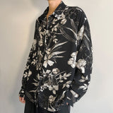 Handsome men's shirt long-sleeved spring autumn unisex aesthetic wear new trend versatile vintage jacket male flower shirt
