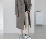 Woolen Coat Men's Korean Fashion Over The Knee Mid Length Winter Thickening Loose Double Breasted Warm Long Coat New