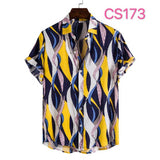 Fashion Dot Mens Hawaiian Beach Shirts  Summer New Short Sleeve Floral Print Tropical Aloha Shirts Holiday Vacation Clothing