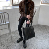 Autumn Thick Woolen Plaid Shirts Men's Casual Loose Korean Trend Long Sleeve Button Up fit Tops Fashion