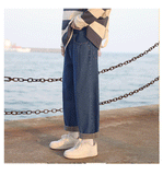 Foesce Men's Baggy Homme Casual Pants Cargo Pocket Wash Jeans Blue/black Color Haren Pants Loose Tide Biker Denim Trousers S-2XL