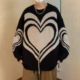 Love Sweater Men Street Vintage Simple Crew Neck Sweaters Hip Hop Pullover Fashion Loose Casual Knitwear Clothes