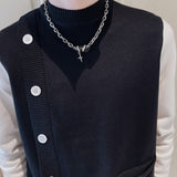 Fall Fake Two Pieces Contrasting Colors Pullover Sweater Streetwear Hip Hop Casual Outerwear Tops Men turtleneck Sweater