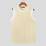 Fashion Men Tank Tops Patchwork O-neck Sleeveless Fitness Streetwear Casual Vests Summer Leisure Men Clothing 5XL 7