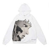 Diablo retro streets animated cartoon characters printed loose oversize recreation hooded fleece terry cloth